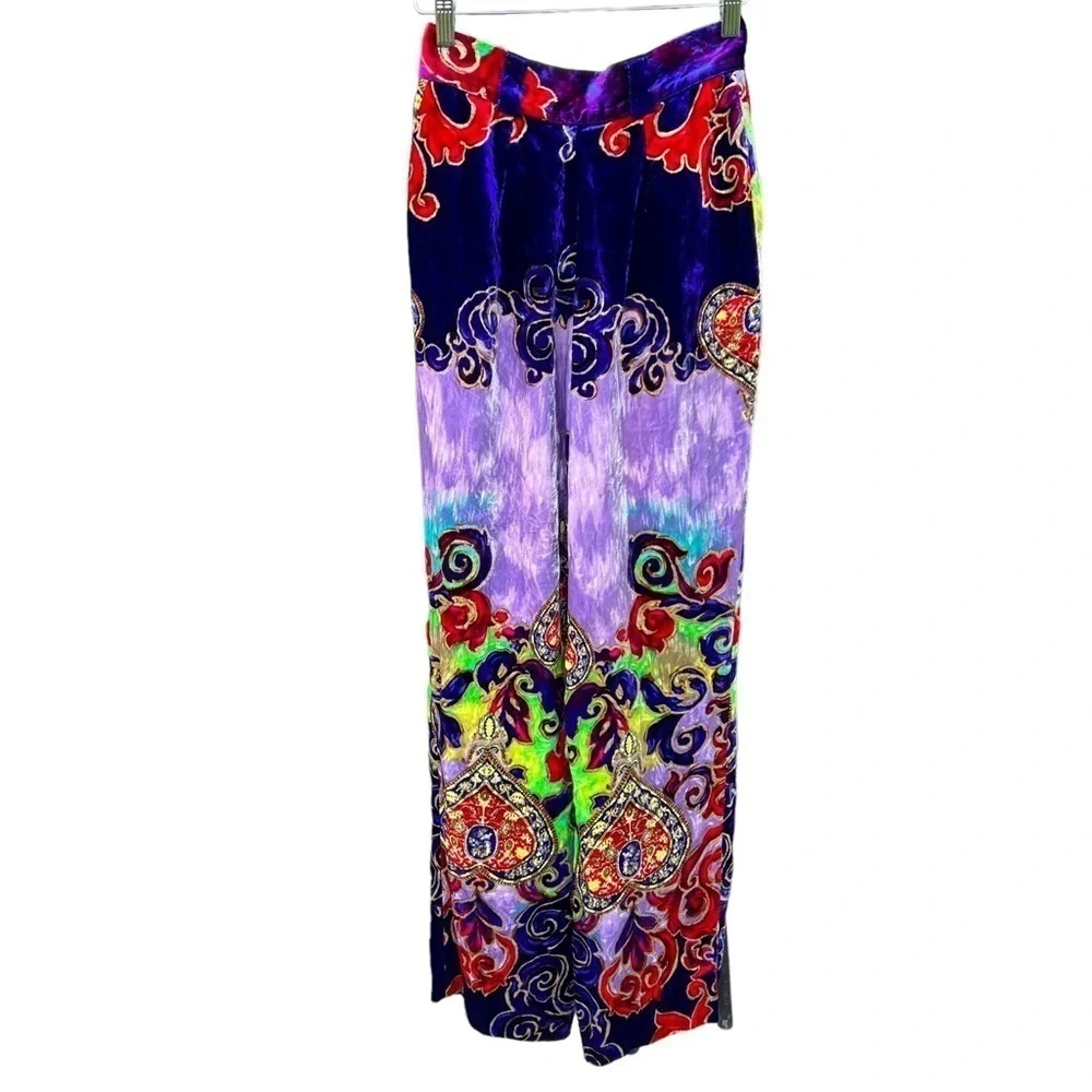 VTG Gianni Versace Jeweled Hearts Silk Velvet Baroque Pleated Pant Vibrant Italy - Picture 5 of 17